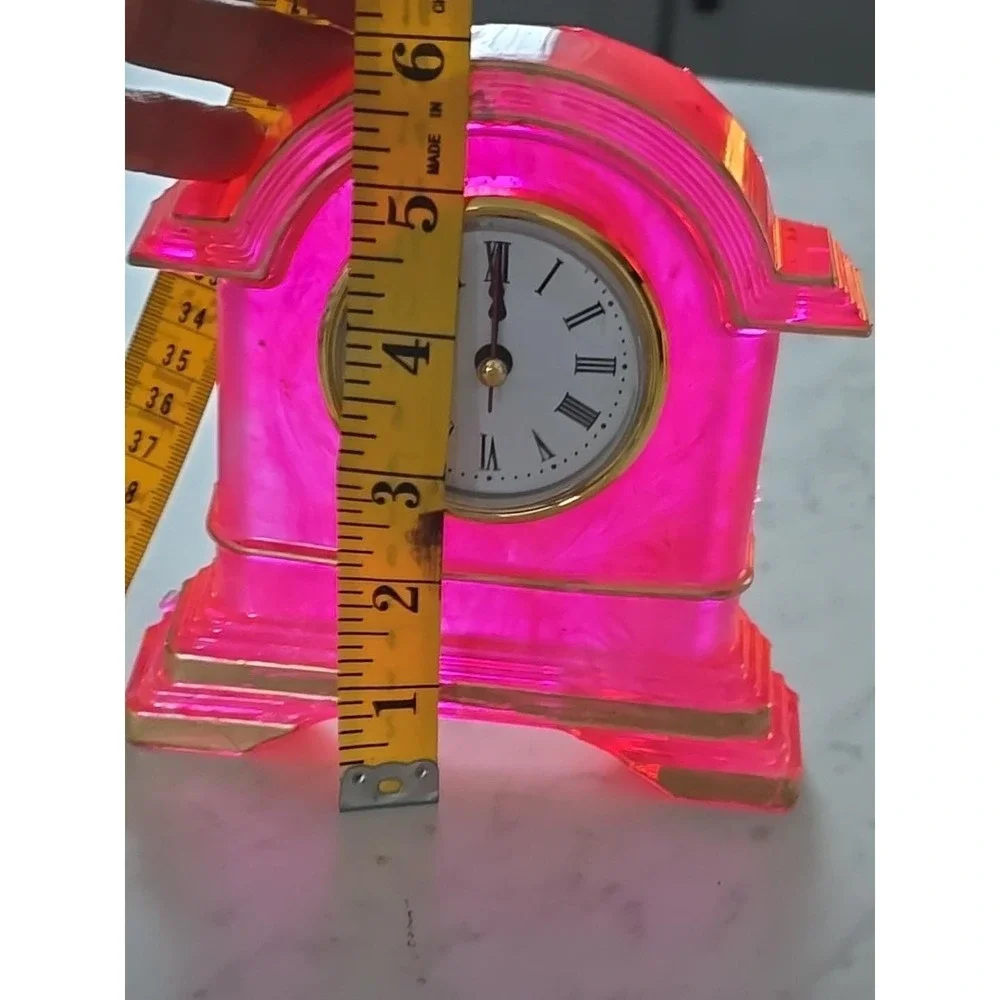 Handmade Resin Desk Clock Decoration‎ Gift  Pink Gold  732